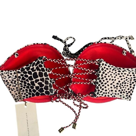 Beach Bunny Girl on Fire Bikini Set Animal Cheetah Print Bandeau S NWT - Picture 14 of 16